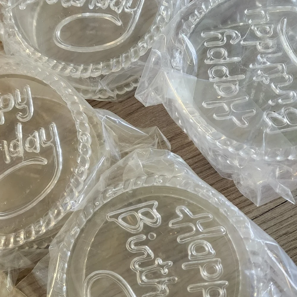 6x Clear Happy Birthday Party Plastic Containers For Beads, Gifts, Crafts, Art